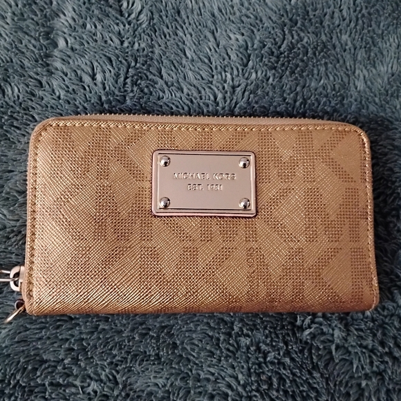 MICHAEL KORS Gold Genuine Leather Wallet Women's - Picture 1 of 3